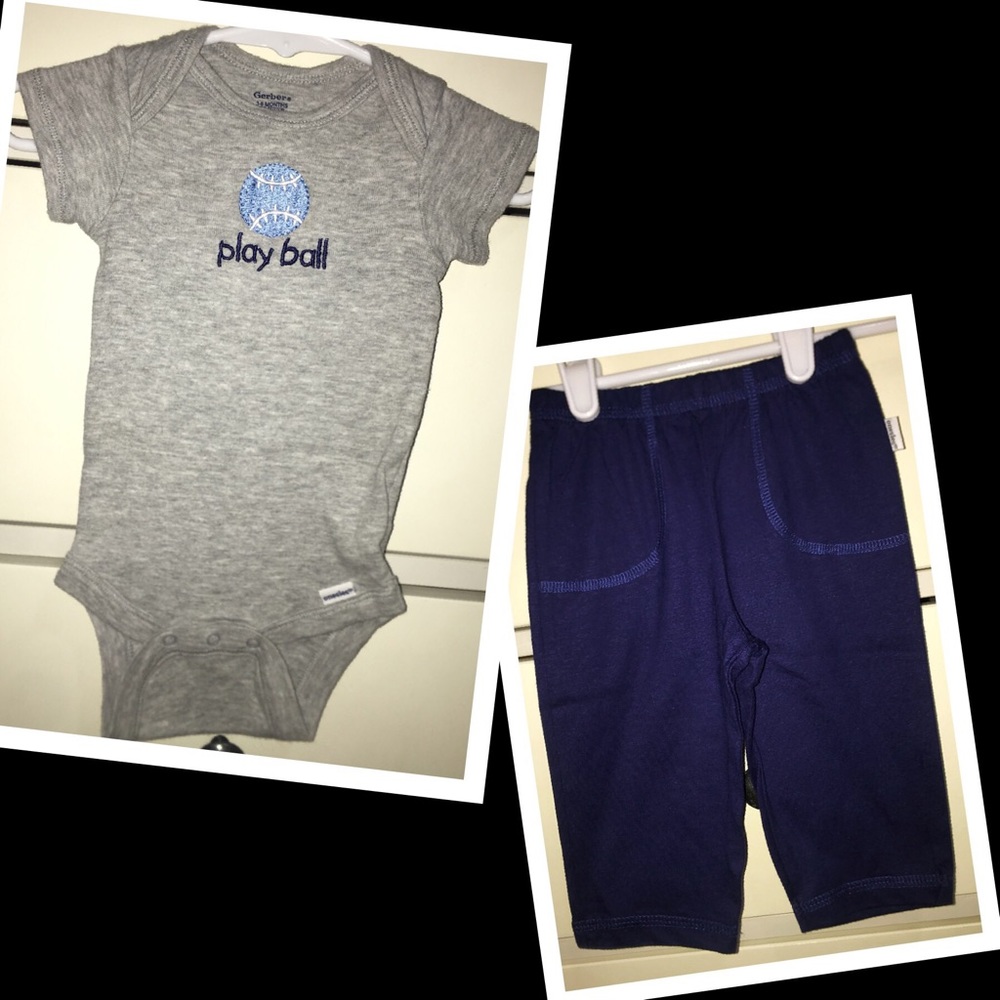 3/$20•Gerber 3-6m baby boy baseball 2pc. Outfit⚾️EUC⚾️
